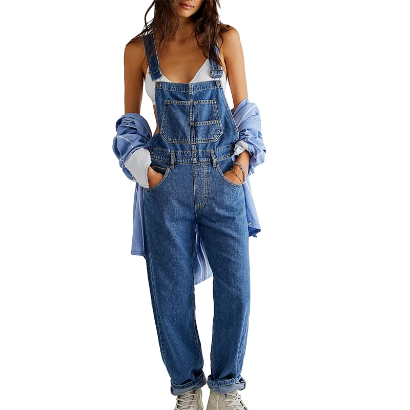 Women Straps Jumpsuit Summer Solid Color Denim Long Pants Dungaree Bib Overalls Casual Loose Sleeveless Jumpsuits with Pockets
Women Straps Jumpsuit Summer Solid Color Denim Long Pants Dungaree Bib Overalls Casual Loose Sleeveless Jumpsuits with Pockets
