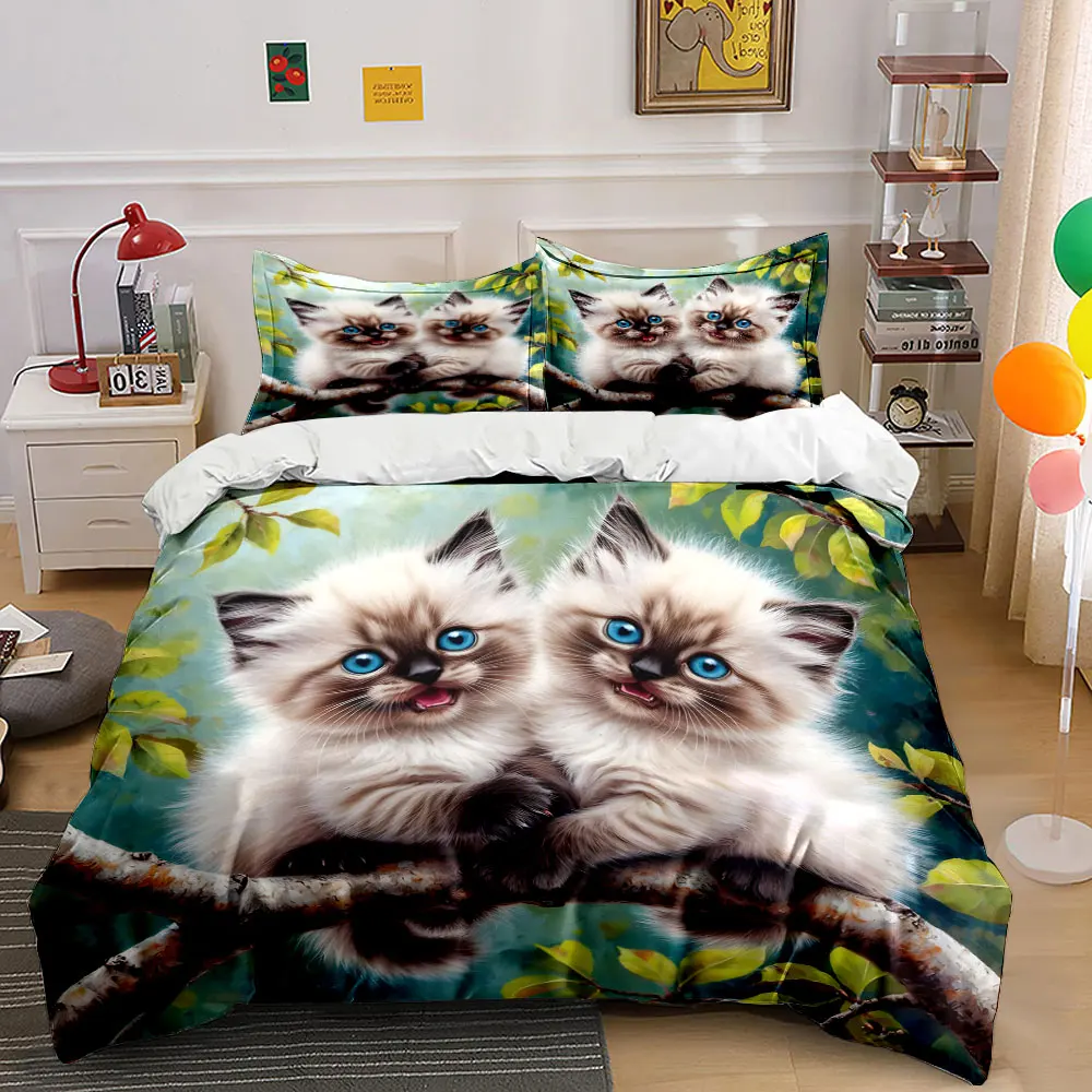 Fluffy kittens with blue eyes on branch Print Bedding Set 1 Duvet Cover 2 Pillowcases for Adult and Children Luxury Gift
Fluffy kittens with blue eyes on branch Print Bedding Set 1 Duvet Cover 2 Pillowcases for Adult and Children Luxury Gift