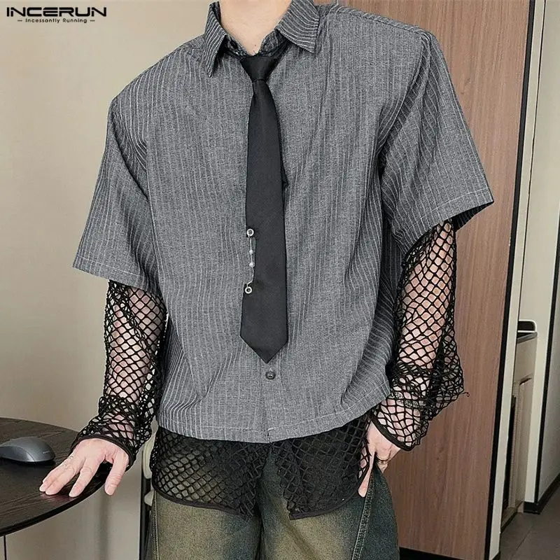 INCERUN Men's Shirt Mesh Patchwork Striped Long Sleeve Hollow Out Men Clothes Streetwear See Through 2026 Tops For Man Camisa
INCERUN Men's Shirt Mesh Patchwork Striped Long Sleeve Hollow Out Men Clothes Streetwear See Through 2026 Tops For Man Camisa