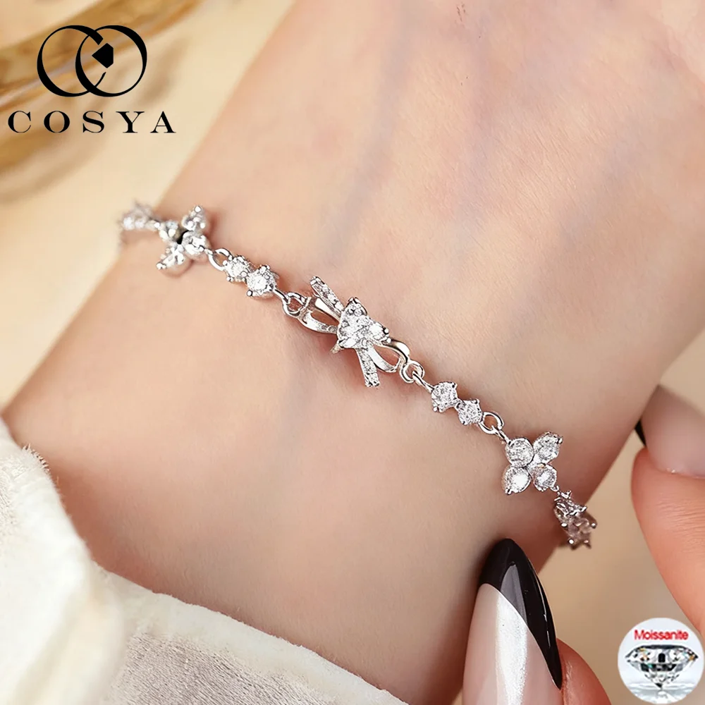 COSYA браслет с муассанитом в форме сердца для женщин S925, посеребренный, 18-каратное золото, лабораторный бриллиант, 4 листа, цепочка на запястье, вечерние ювелирные изделия
COSYA браслет с муассанитом в форме сердца для женщин S925, посеребренный, 18-каратное золото, лабораторный бриллиант, 4 листа, цепочка на запястье, вечерние ювелирные изделия