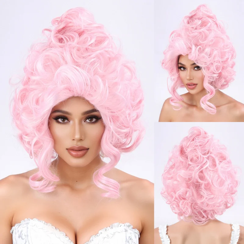 New fashion wig for women, short curly hair, gradient pink, small curls, synthetic fiber headpiece
New fashion wig for women, short curly hair, gradient pink, small curls, synthetic fiber headpiece