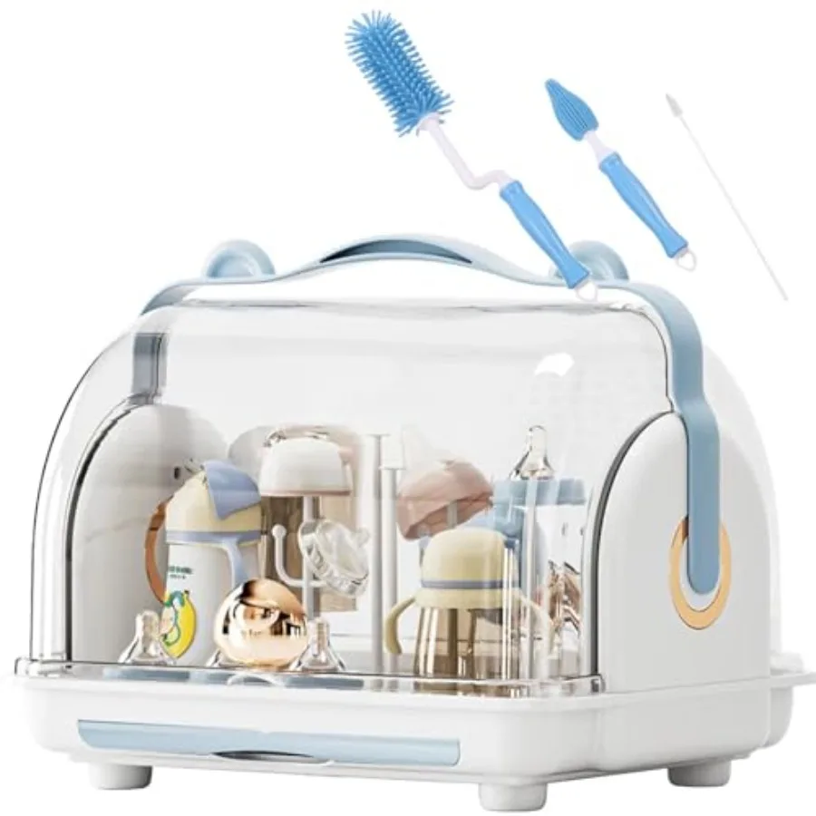 Baby Bottle Drying Rack Storage with 3 Brush, Nursing Bottle Storage Box Organizer with Cover, Portable Kitchen Cabinet Organiz
Baby Bottle Drying Rack Storage with 3 Brush, Nursing Bottle Storage Box Organizer with Cover, Portable Kitchen Cabinet Organiz