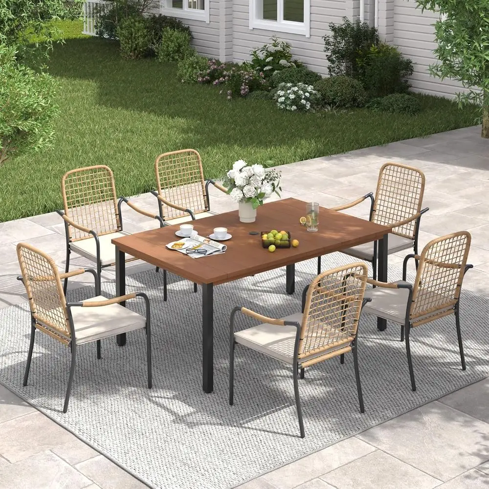 63 Walnut Outdoor Dining Set with 6-7 Pieces for Patio, Lawn, and Deck
63 Walnut Outdoor Dining Set with 6-7 Pieces for Patio, Lawn, and Deck