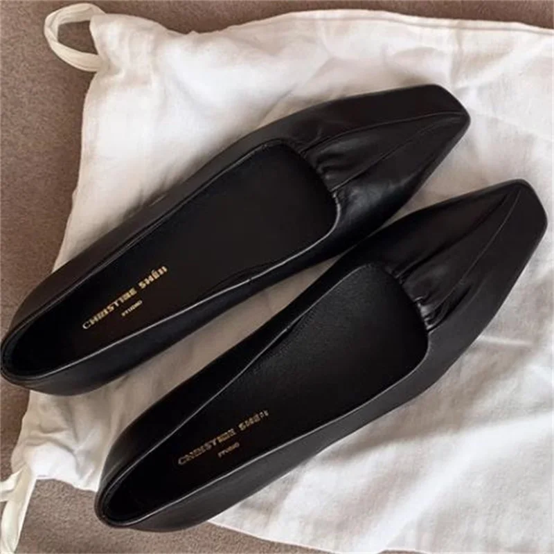 Pleated Shoes for Ladies Square Toes Womens Flat Heels Sewing Lines Female Leather Shallow Zapatos Mujer Solid Chassure Femme
Pleated Shoes for Ladies Square Toes Womens Flat Heels Sewing Lines Female Leather Shallow Zapatos Mujer Solid Chassure Femme