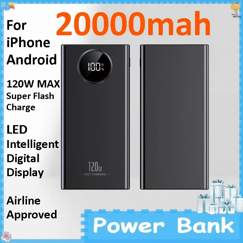 20000mAh 120W PD Fast Charging Power Bank High Capacity Portable Mobile Power External Charger for All Smartphones
20000mAh 120W PD Fast Charging Power Bank High Capacity Portable Mobile Power External Charger for All Smartphones