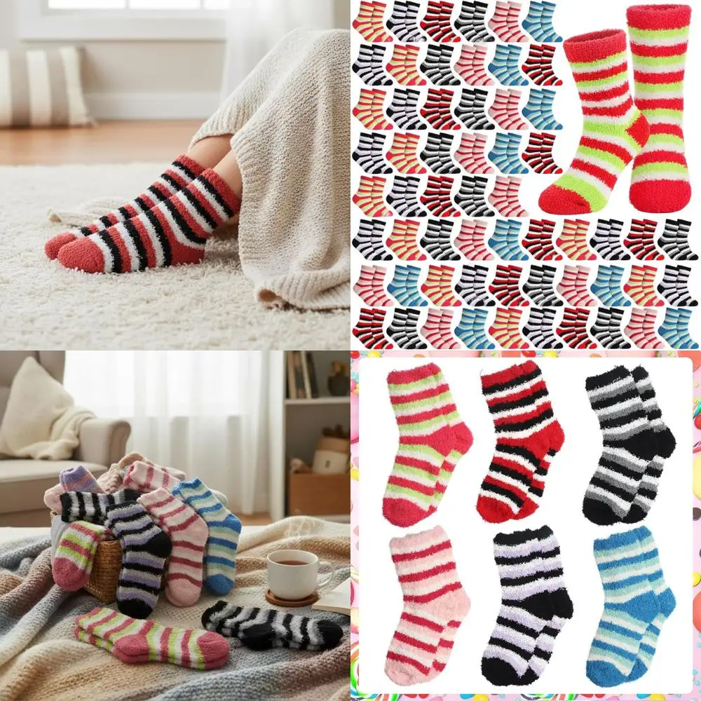 60 пар женских плюшевых уютных носков в полоску — зимнее тепло и комфорт для праздничных подарков
60 пар женских плюшевых уютных носков в полоску — зимнее тепло и комфорт для праздничных подарков