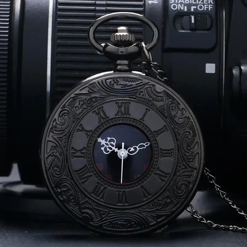 Vintage Skeleton Pocket Watch, Black Steampunk Roman Numeral Quartz, Unisex Necklace Pendant with Chain, Creative Gift
Vintage Skeleton Pocket Watch, Black Steampunk Roman Numeral Quartz, Unisex Necklace Pendant with Chain, Creative Gift