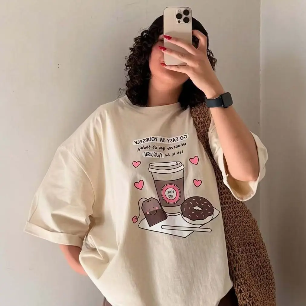 100% Pure Cotton Russian Girls Cute Doughnut Cartoon T Shirts Funny Graphic Tee Sweet Women Loose Oversize Summer Comfortable
100% Pure Cotton Russian Girls Cute Doughnut Cartoon T Shirts Funny Graphic Tee Sweet Women Loose Oversize Summer Comfortable