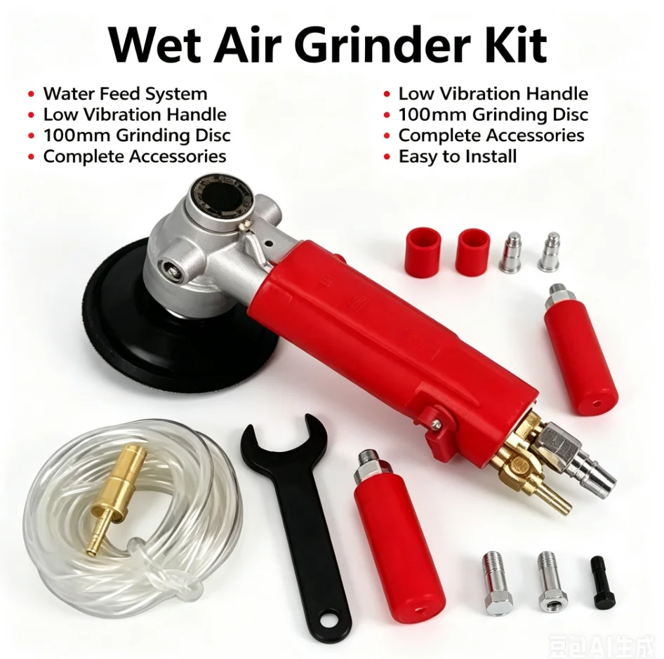4-Inch Pneumatic Wet Polishing Grinder with Water Injection for Angle Sanding and Polishing Tasks
4-Inch Pneumatic Wet Polishing Grinder with Water Injection for Angle Sanding and Polishing Tasks