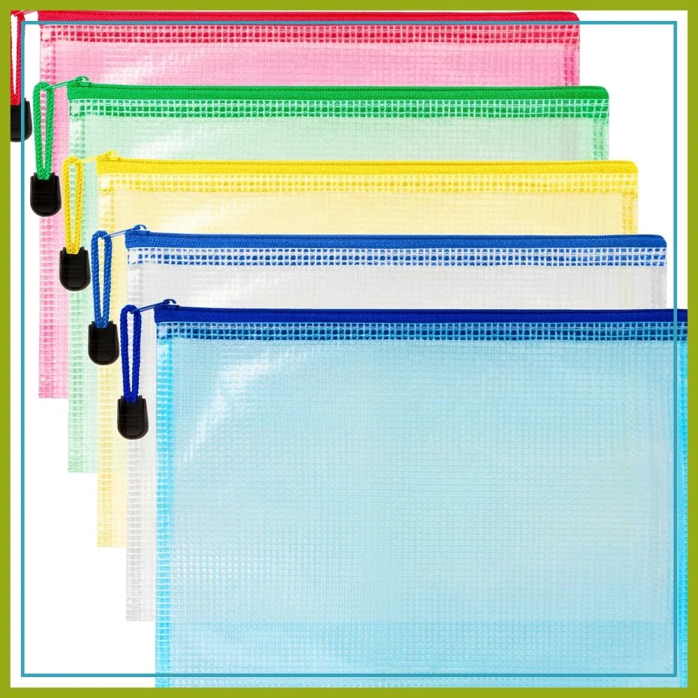 5 Pack Large Mesh Zipper Pouches, 13.2x9.4" Clear Waterproof Storage Bags for Travel, Office, Cosmetics
5 Pack Large Mesh Zipper Pouches, 13.2x9.4" Clear Waterproof Storage Bags for Travel, Office, Cosmetics