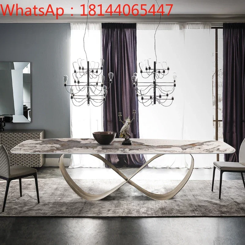 Special bronze bright face table Italian luxury rock plate dining table and chair combination model room design customization
Special bronze bright face table Italian luxury rock plate dining table and chair combination model room design customization