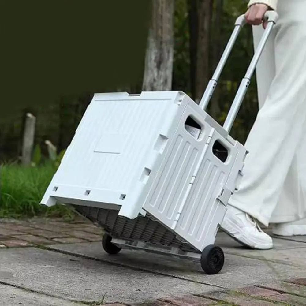 Plastic Folding Shopping Trolley Space Saving Large Capacity Camping Trolley with Wheels Adjustable Handle Hand Push Cart
Plastic Folding Shopping Trolley Space Saving Large Capacity Camping Trolley with Wheels Adjustable Handle Hand Push Cart