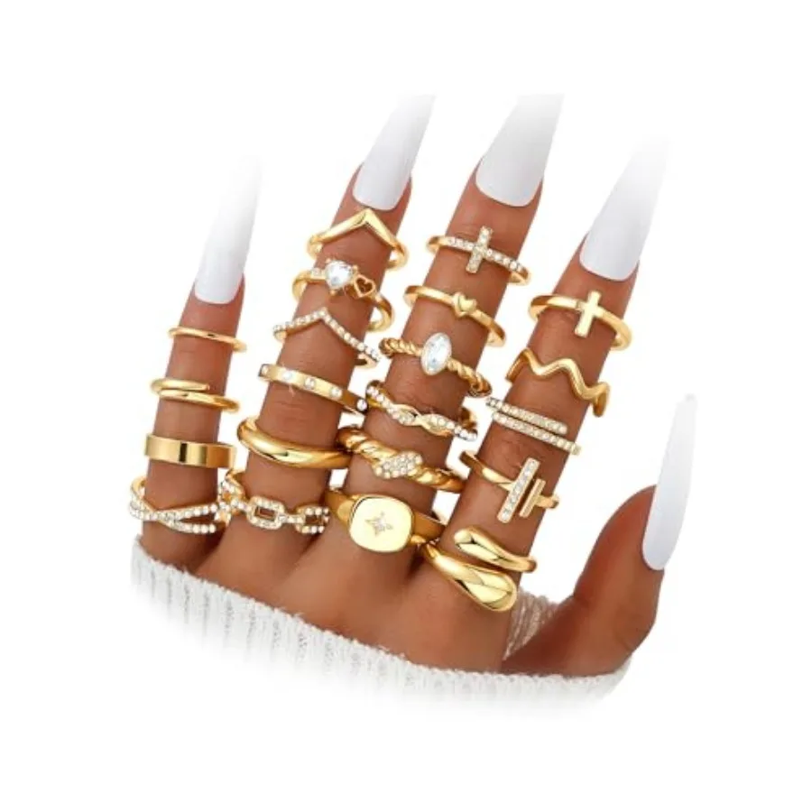 Dodder Gold Stackable s t Women, Gold Plated Cunky Crystal Finr Stac s, Dainty Statement Tu Knuckle s Pack Gift, Multle Size
Dodder Gold Stackable s t Women, Gold Plated Cunky Crystal Finr Stac s, Dainty Statement Tu Knuckle s Pack Gift, Multle Size