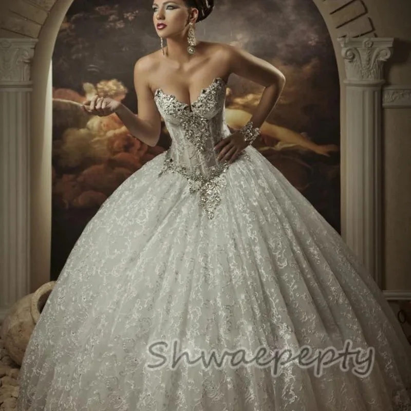 Luxury Lace Princess Wedding Dress Sweetheart Corset Crystal Beaded Arabic Dubai Bridal Gown Back Lace-Up Customized
Luxury Lace Princess Wedding Dress Sweetheart Corset Crystal Beaded Arabic Dubai Bridal Gown Back Lace-Up Customized