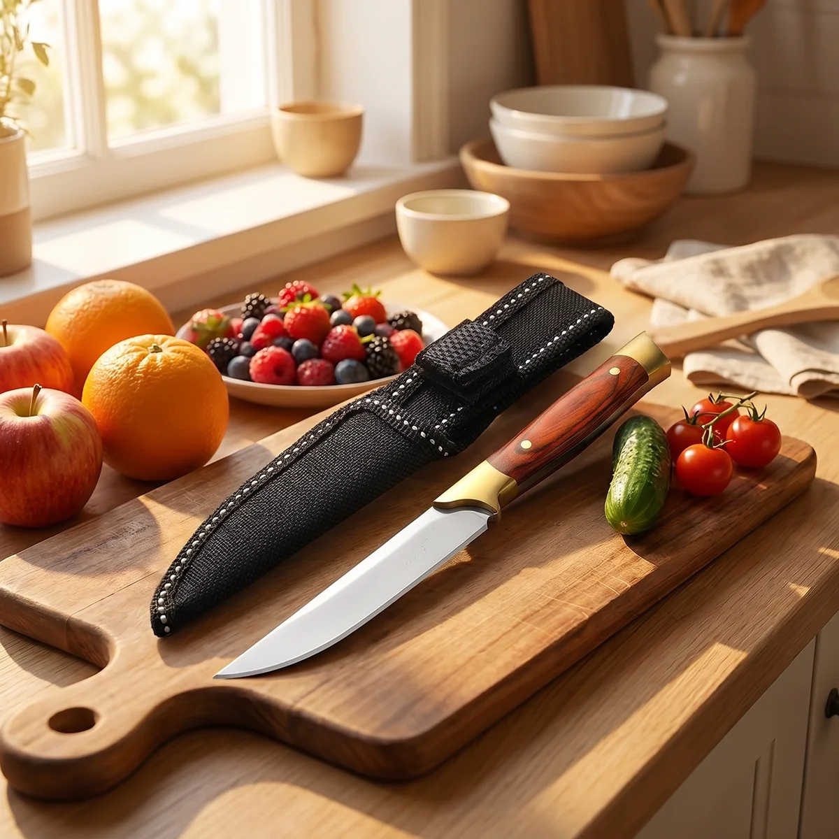 High Hardness Steel Utility Knife with Sheath, Ergonomic Wood Handle, Multi-Purpose Knife for Kitchen Cooking & Camping
High Hardness Steel Utility Knife with Sheath, Ergonomic Wood Handle, Multi-Purpose Knife for Kitchen Cooking & Camping