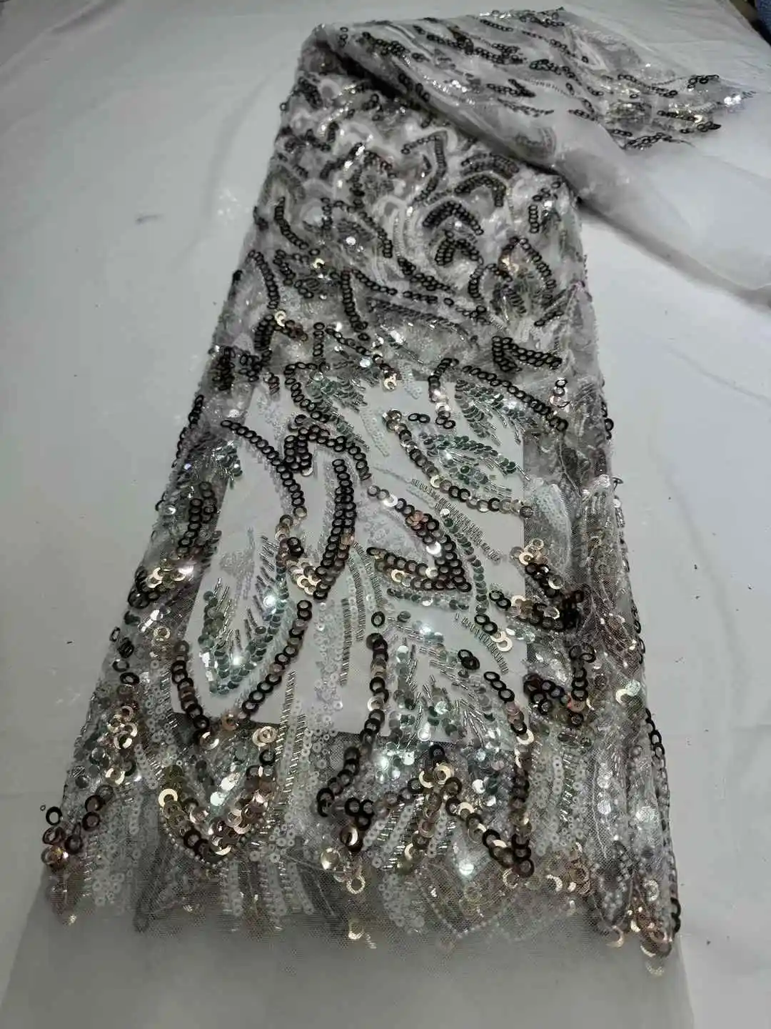 African Beaded Lace Fabric French Bridal Sequins Lace Fabric 2025 Luxury Nigerian Tulle Lace Fabric Couture Materiel CD
African Beaded Lace Fabric French Bridal Sequins Lace Fabric 2025 Luxury Nigerian Tulle Lace Fabric Couture Materiel CD