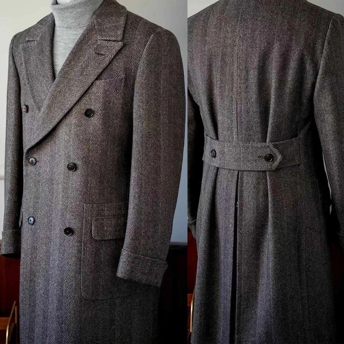 Herringbone Men Woolen Overcoat Double Breasted Winter Thick Coat Big Lapel Plus Size Customized Formal Casual Outwear Blazer
Herringbone Men Woolen Overcoat Double Breasted Winter Thick Coat Big Lapel Plus Size Customized Formal Casual Outwear Blazer