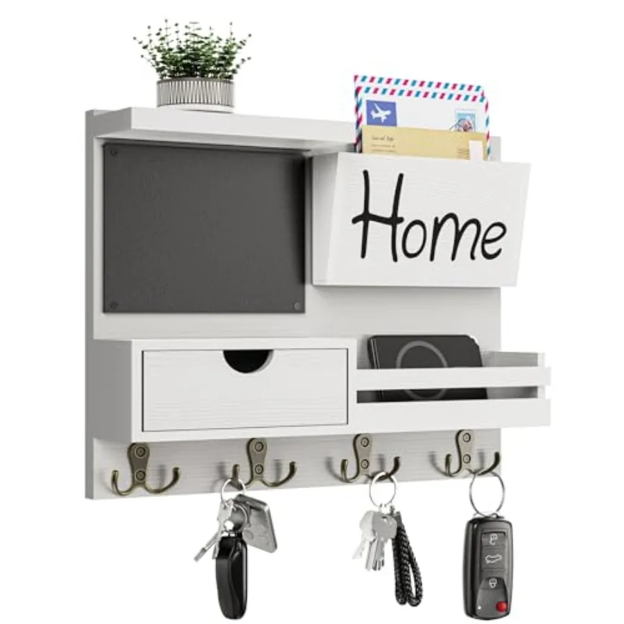 Farmhouse Key Holder for Wall with Mail Organizer - Easy Installation Wall Mount Organizer, Includes Chalkboard, Drawer, Wallet
Farmhouse Key Holder for Wall with Mail Organizer - Easy Installation Wall Mount Organizer, Includes Chalkboard, Drawer, Wallet