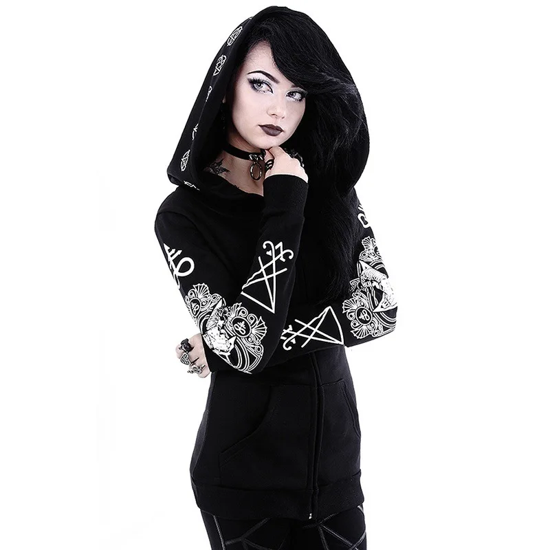 Hot Selling Black Punk Peng Hoodie with Moon Print Long Sleeved Hoodie Women's Winter Irregular Black Punk coat
Hot Selling Black Punk Peng Hoodie with Moon Print Long Sleeved Hoodie Women's Winter Irregular Black Punk coat