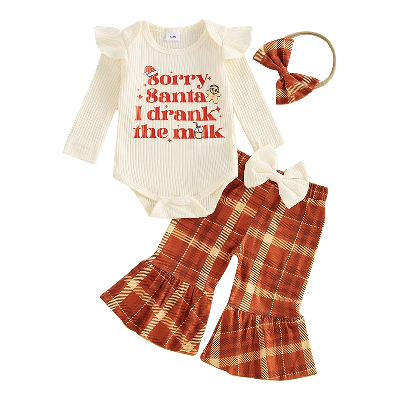 Baby Girls Christmas Outfits Long Sleeve Romper with Flare Pants Headband Set Newborn Clothes
Baby Girls Christmas Outfits Long Sleeve Romper with Flare Pants Headband Set Newborn Clothes