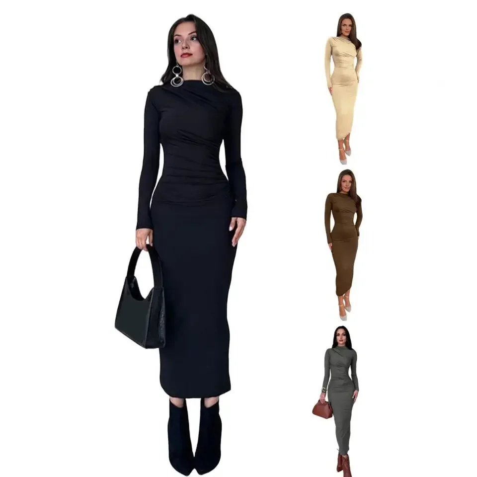 Dress Women Slash Neck Sheath Sexy Long Dresses Full Sleeve Wrap Splice Gown Vestidos Pleated High Waist 2026
Dress Women Slash Neck Sheath Sexy Long Dresses Full Sleeve Wrap Splice Gown Vestidos Pleated High Waist 2026