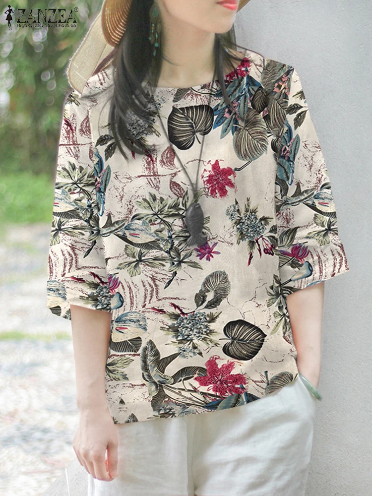 ZANZEA 2025 Summer Tunic Women Blouses Fashion Shirts Casual Loose Cotton Blusas 3/4 Sleeve Holiday Floral Print Round Neck Tops
ZANZEA 2025 Summer Tunic Women Blouses Fashion Shirts Casual Loose Cotton Blusas 3/4 Sleeve Holiday Floral Print Round Neck Tops