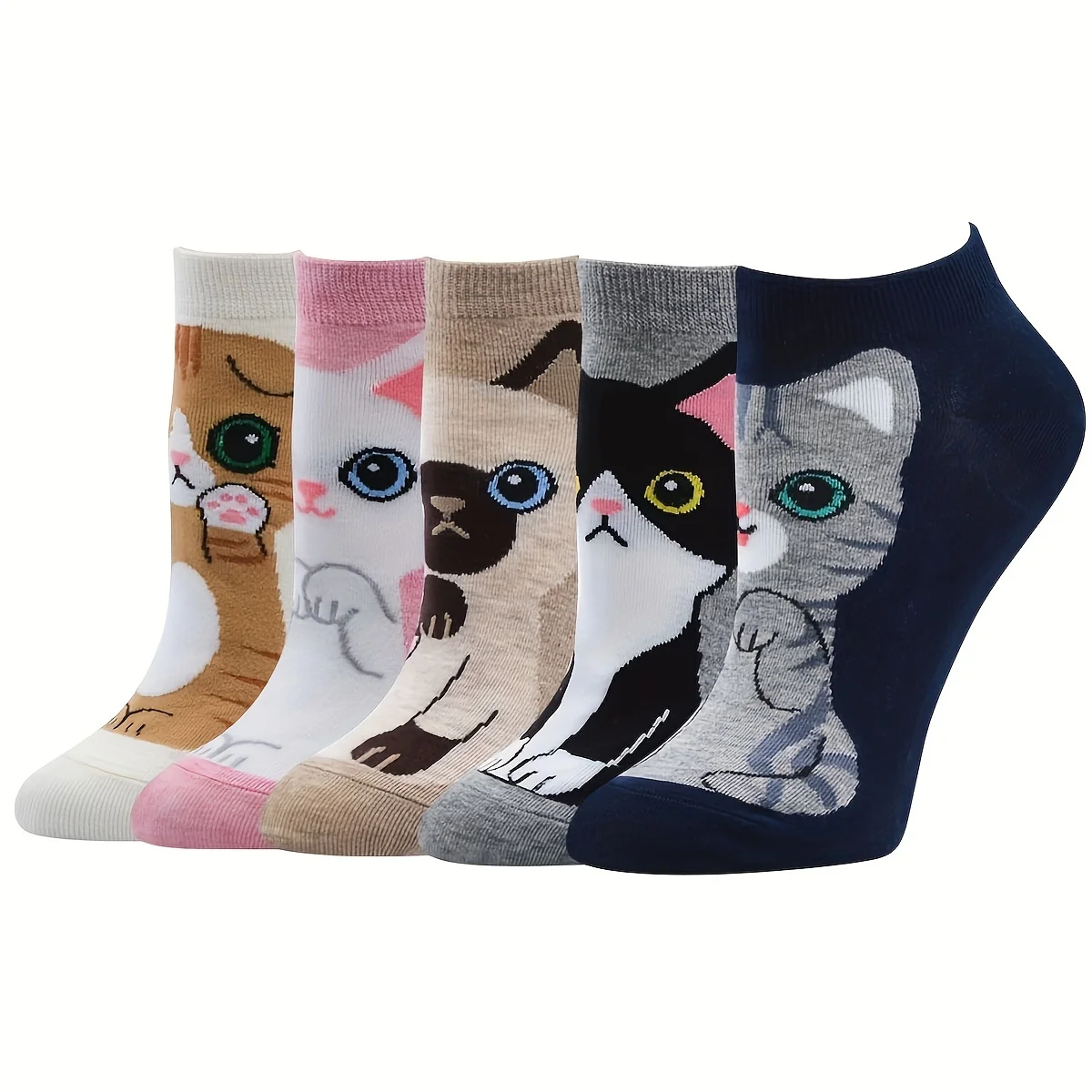 5 пар носков с мультяшным принтом кота, милые и дышащие однотонные носки до щиколотки, женские чулки и носки
5 пар носков с мультяшным принтом кота, милые и дышащие однотонные носки до щиколотки, женские чулки и носки