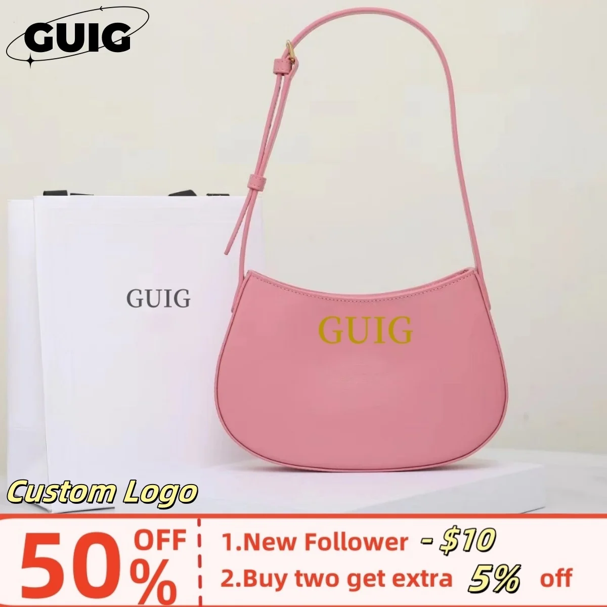 GUIG New Women's Bags Luxury Original Leather Custom Pink Lady Shoulder Bag Brand Bags For Women Fashion Women's Handbag
GUIG New Women's Bags Luxury Original Leather Custom Pink Lady Shoulder Bag Brand Bags For Women Fashion Women's Handbag
