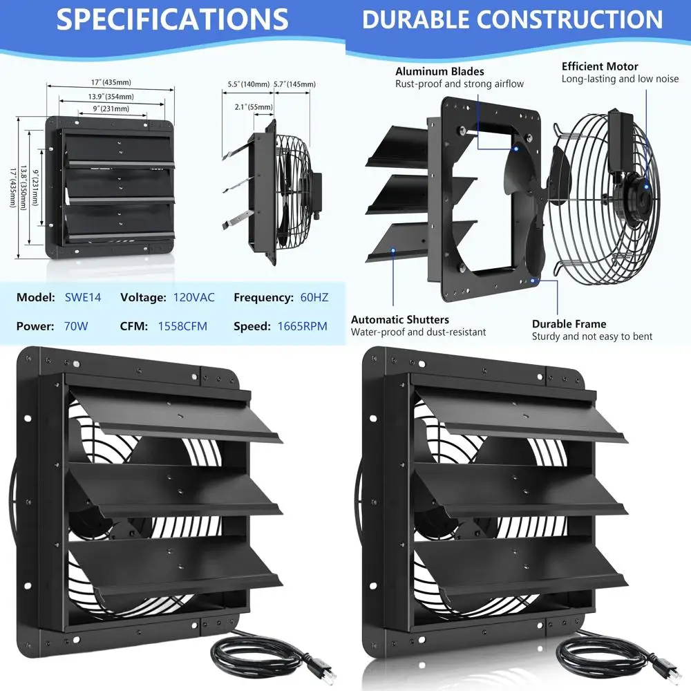 14 Wall-Mounted High-Speed Automatic Shutter for Attics, Greenhouses, Sheds, and Garages
14 Wall-Mounted High-Speed Automatic Shutter for Attics, Greenhouses, Sheds, and Garages