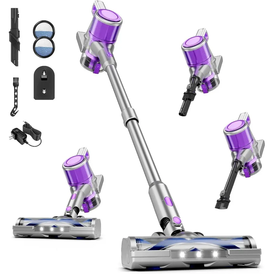 Cordless Vacuum Cleaner, 38Kpa Powerful Stick Vacuum Cleaner with 45mins Rechargeable Battery, LED Anti-Tangle Brush, 8-in-1 Han
Cordless Vacuum Cleaner, 38Kpa Powerful Stick Vacuum Cleaner with 45mins Rechargeable Battery, LED Anti-Tangle Brush, 8-in-1 Han