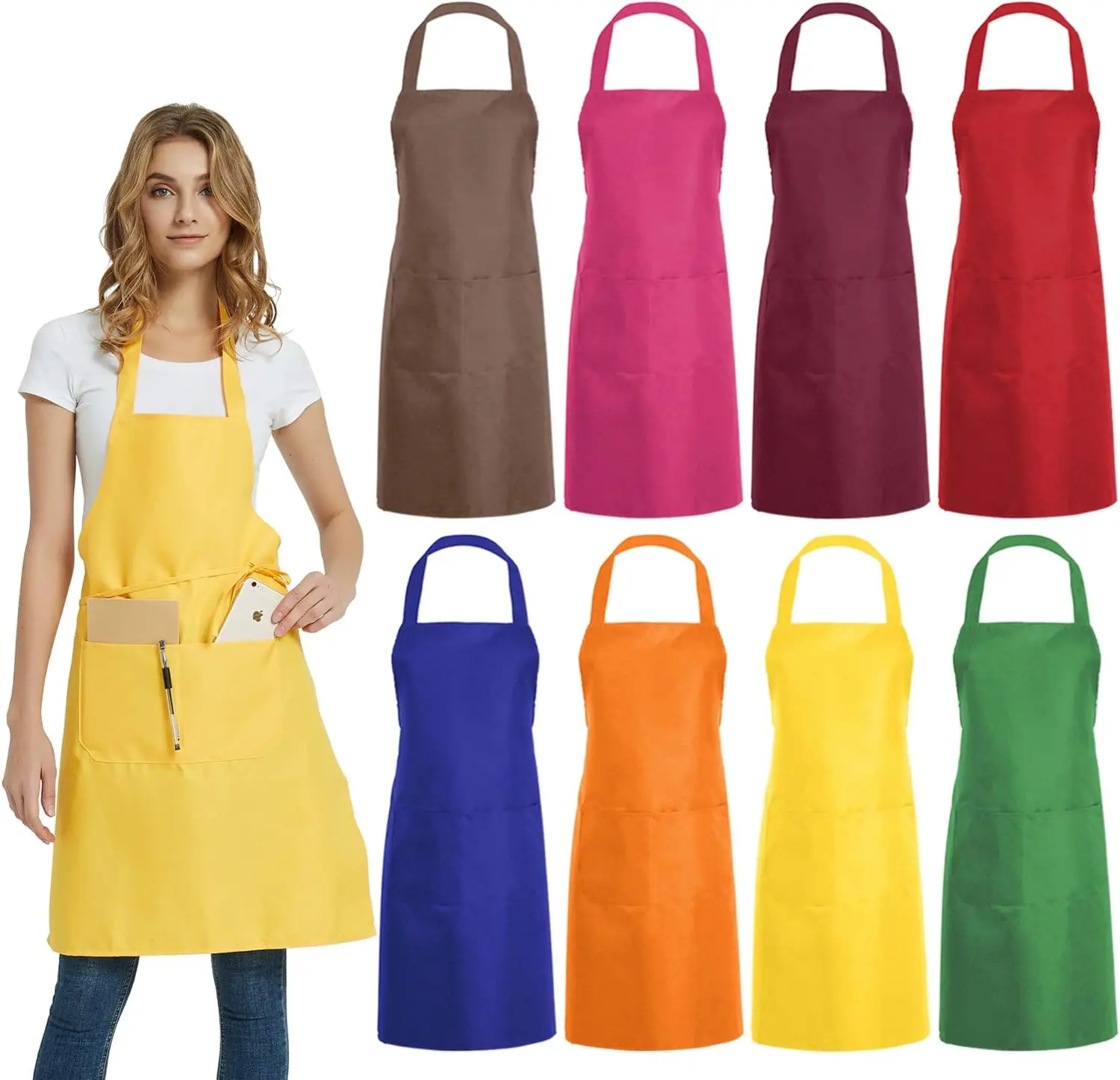 8 PCS Plain Bib Aprons Bulk Mixed Color with 2 Pockets for Kitchen Cooking Restaurant BBQ
8 PCS Plain Bib Aprons Bulk Mixed Color with 2 Pockets for Kitchen Cooking Restaurant BBQ