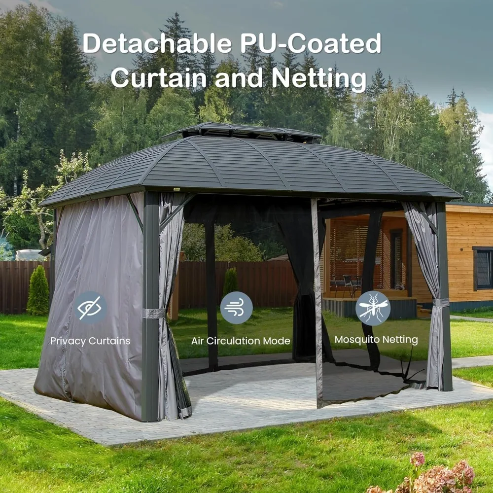 10x12 Hardtop Aluminum Gazebo Arc Grill Patio Deck Backyard Galvanized Steel Double Roof Curtain&Netting,Customized
10x12 Hardtop Aluminum Gazebo Arc Grill Patio Deck Backyard Galvanized Steel Double Roof Curtain&Netting,Customized