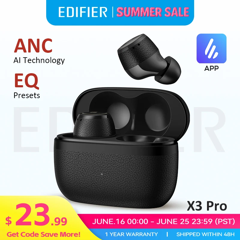 Edifier X3 Pro True Wireless Earbuds Active Noise Cancellation Earphone Bluetooth V5.4 Multipoint Connection IP54 Lightweight
Edifier X3 Pro True Wireless Earbuds Active Noise Cancellation Earphone Bluetooth V5.4 Multipoint Connection IP54 Lightweight