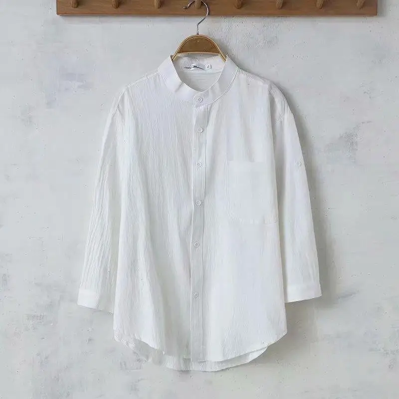 Seven-sleeve Men's Linen Shirt New Summer Loose Thin Breathable Solid Color Cotton and Linen Shirt for Men White Medium Sleeve
Seven-sleeve Men's Linen Shirt New Summer Loose Thin Breathable Solid Color Cotton and Linen Shirt for Men White Medium Sleeve