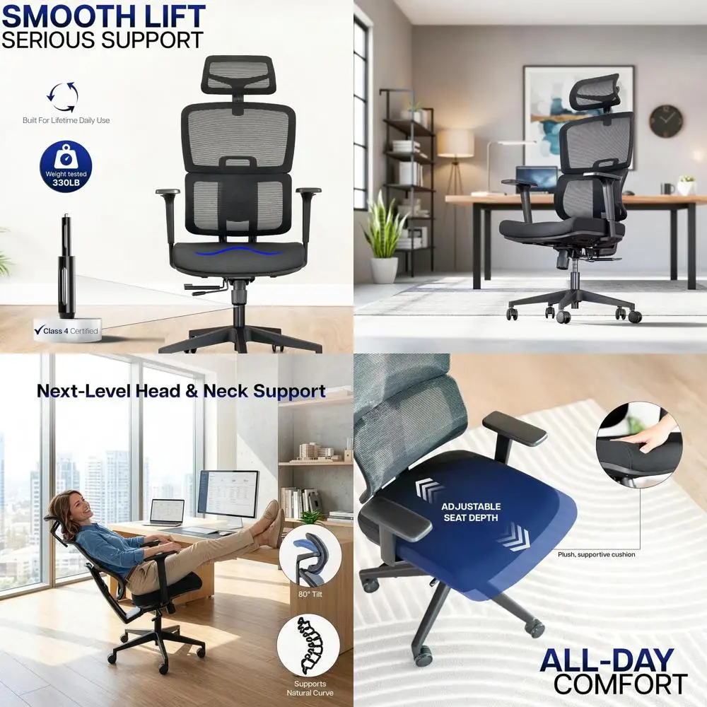 Ergonomic Mesh Office Chair, Adjustable Height, Breathable with Lumbar Support for Home and Work, Supports up to 330 lbs, Black
Ergonomic Mesh Office Chair, Adjustable Height, Breathable with Lumbar Support for Home and Work, Supports up to 330 lbs, Black