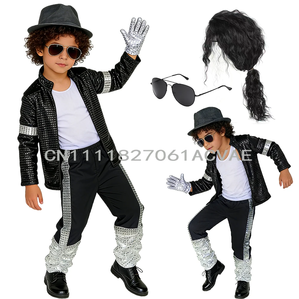 Boys 70s 80s Pop Rock Superstar Costume Jackson Moonwalk Retro Clothing Set for Halloween Cosplay Stage Performance Dance Show
Boys 70s 80s Pop Rock Superstar Costume Jackson Moonwalk Retro Clothing Set for Halloween Cosplay Stage Performance Dance Show