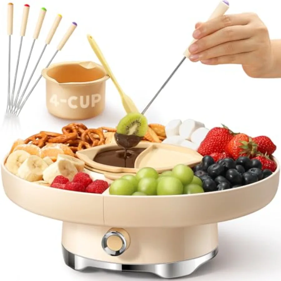 LUSHYUM Chocolate Set Electric Machine, 4-Cup Capacity 4 Trays 5 Forks 1 Spatula Cheese Warmer, Ideal Gift for Couple Family an
LUSHYUM Chocolate Set Electric Machine, 4-Cup Capacity 4 Trays 5 Forks 1 Spatula Cheese Warmer, Ideal Gift for Couple Family an