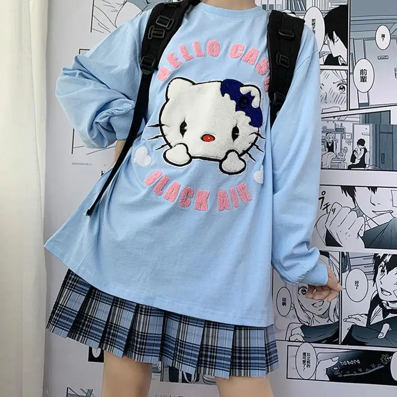 Hellokitty Long Sleeve T-Shirt Kawaii Soft Cute Girl Sanrio Cartoon Embroidery Kitty Cat Loose Ins Cute Top Autumn and Winter
Hellokitty Long Sleeve T-Shirt Kawaii Soft Cute Girl Sanrio Cartoon Embroidery Kitty Cat Loose Ins Cute Top Autumn and Winter