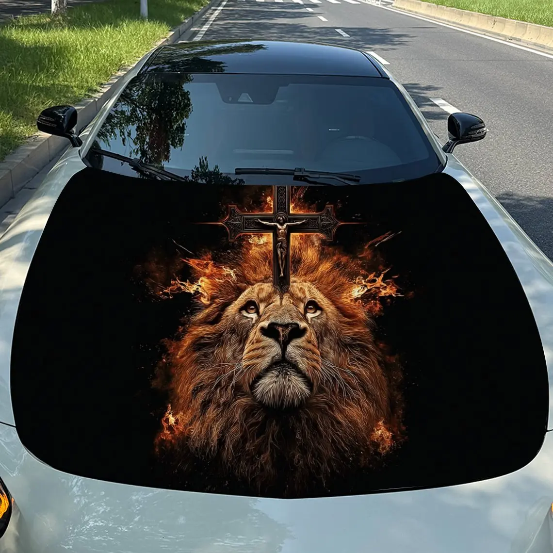 Blazing Cross Lion King Car Vinyl Wrap, PVC Material Waterproof Car Hood Sticker, Self-Adhesive Scratch-Resistant Stickers for E
Blazing Cross Lion King Car Vinyl Wrap, PVC Material Waterproof Car Hood Sticker, Self-Adhesive Scratch-Resistant Stickers for E