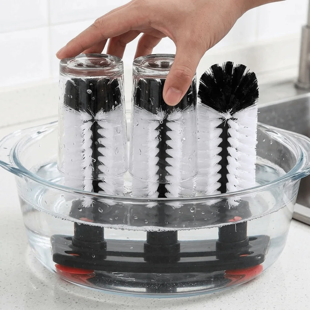 Flexible 3-Head Cup Washer Brush Black Detachable Head Cup Cleaning Brush Compact Structure Round Base Bottle Brush Bar Counter
Flexible 3-Head Cup Washer Brush Black Detachable Head Cup Cleaning Brush Compact Structure Round Base Bottle Brush Bar Counter