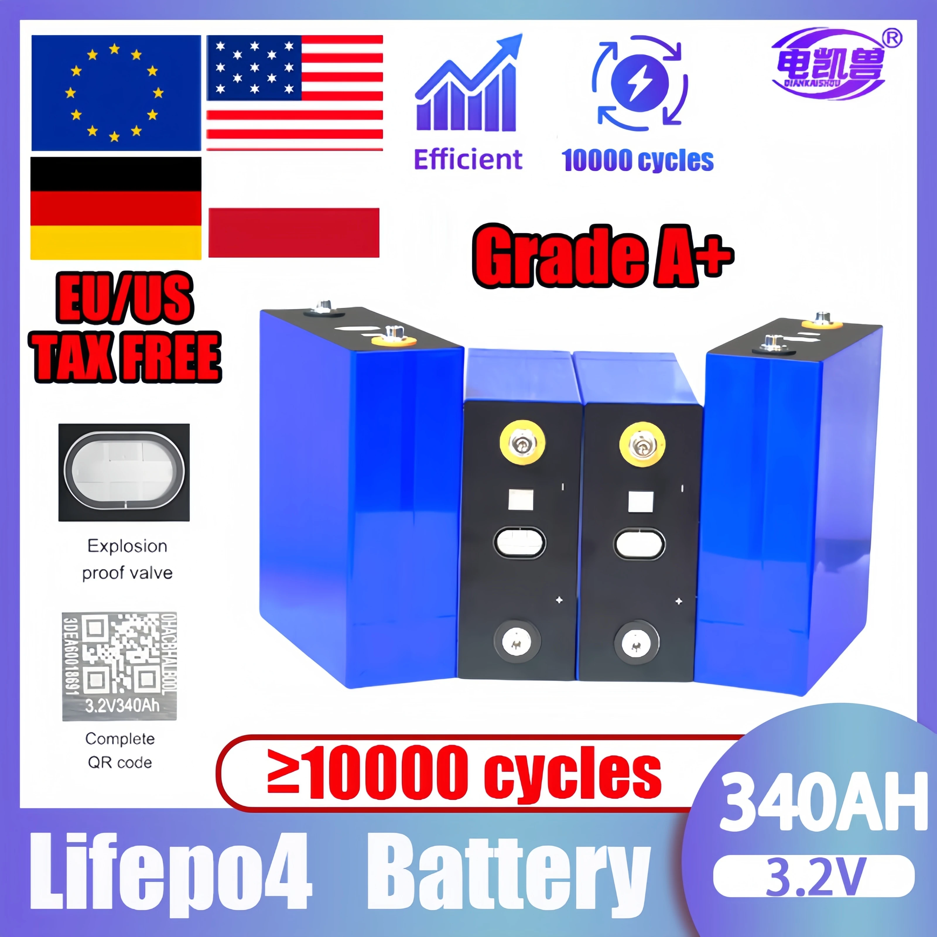 A-класс 3,2 В 340 Ач 320 Ач 8000 10000 циклическая аккумуляторная батарея LiFePO4 для DIY RV электромобиля Солнечная система 12 В 24 В 48 В Топ
A-класс 3,2 В 340 Ач 320 Ач 8000 10000 циклическая аккумуляторная батарея LiFePO4 для DIY RV электромобиля Солнечная система 12 В 24 В 48 В Топ