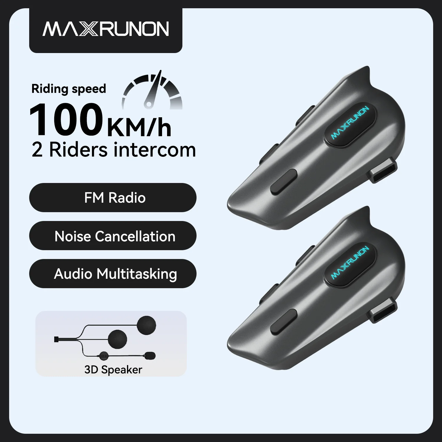 MAXRUNON 2Y Motorcycle Bluetooth Intercom 2 Riders Helmet Headset BT5.3 Interphone Communicator Multi-audio FM Radio
MAXRUNON 2Y Motorcycle Bluetooth Intercom 2 Riders Helmet Headset BT5.3 Interphone Communicator Multi-audio FM Radio