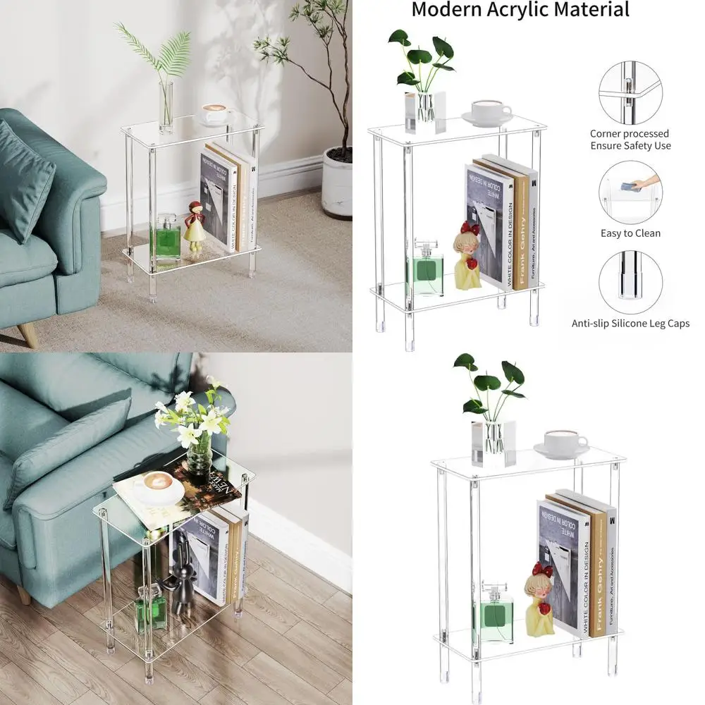 Компактный 2-уровневый акриловый приставной столик, 15,75 дюймов (длина) x 7,87 дюймов (ширина) x 19,82 дюймов (высота), идеально подходит для небольших помещений в спальне, ванной комнате, гостиной.
Компактный 2-уровневый акриловый приставной столик, 15,75 дюймов (длина) x 7,87 дюймов (ширина) x 19,82 дюймов (высота), идеально подходит для небольших помещений в спальне, ванной комнате, гостиной.