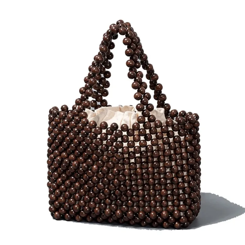 Women Top Handle Bag Hand-Woven Hollow Out Totes Bags Vacation Handbags Casual Travel Beach Wooden Beaded Bags With Inner pocket
Women Top Handle Bag Hand-Woven Hollow Out Totes Bags Vacation Handbags Casual Travel Beach Wooden Beaded Bags With Inner pocket