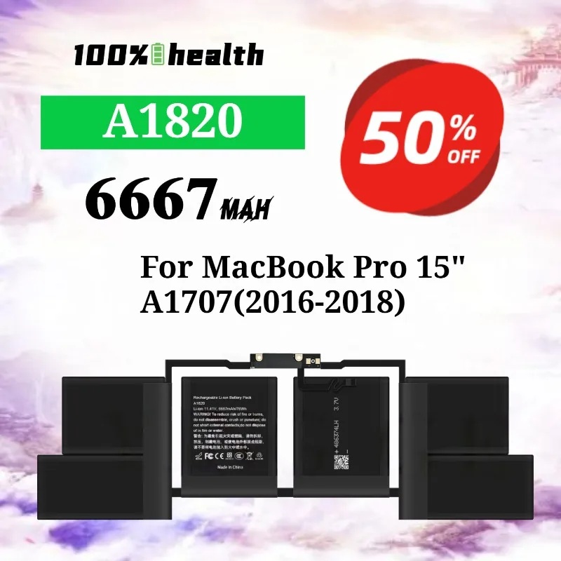 A1820 6667mAh Laptop Battery for Apple MacBook Pro 15''/A1707 (2016-2018) Lithium Rechargeable Battery
A1820 6667mAh Laptop Battery for Apple MacBook Pro 15''/A1707 (2016-2018) Lithium Rechargeable Battery