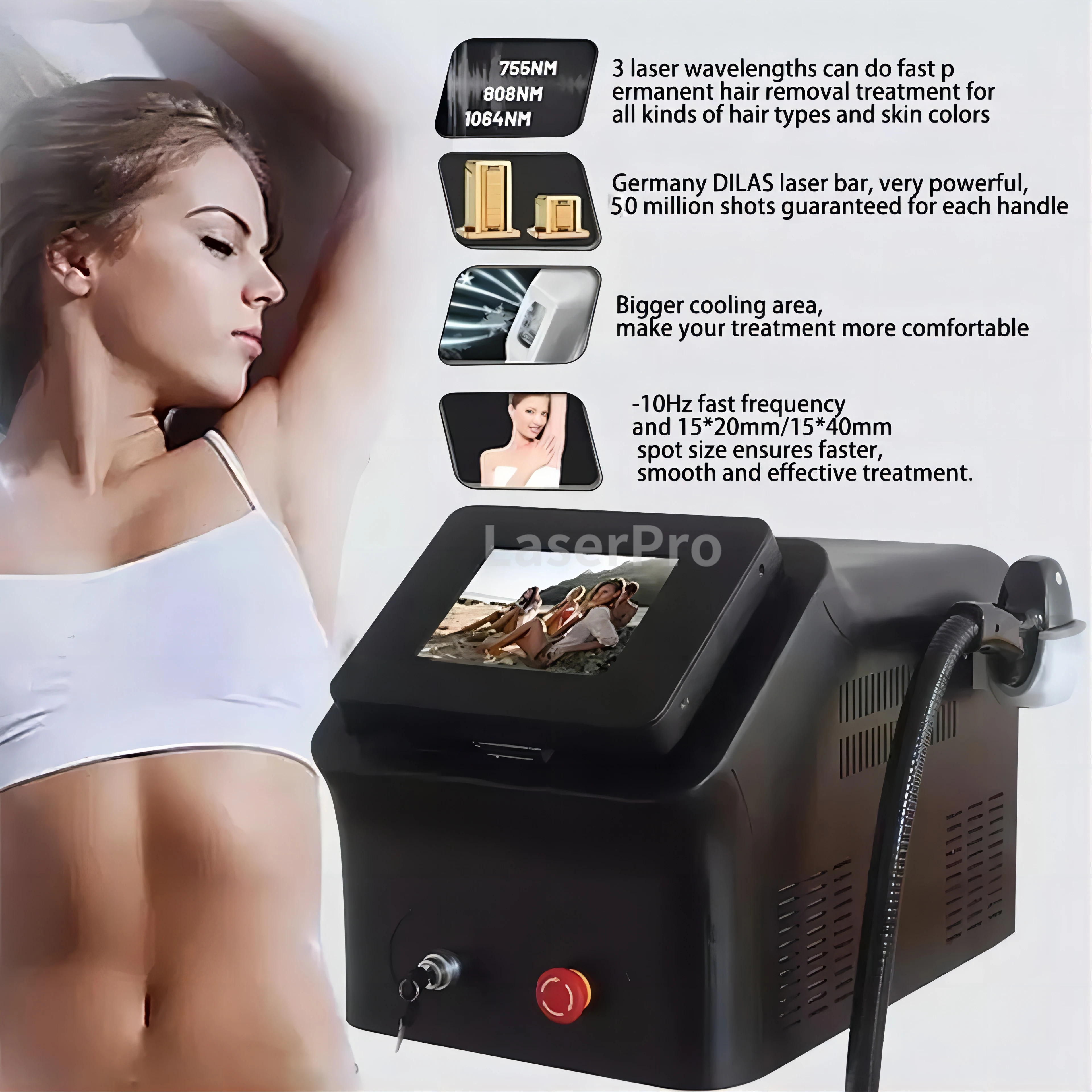New Arrival 808nm Diode Laser Hair Removal Device Ice Titanium Painless Epilator Depilation Fast Hair Removal Machine For Salon
New Arrival 808nm Diode Laser Hair Removal Device Ice Titanium Painless Epilator Depilation Fast Hair Removal Machine For Salon