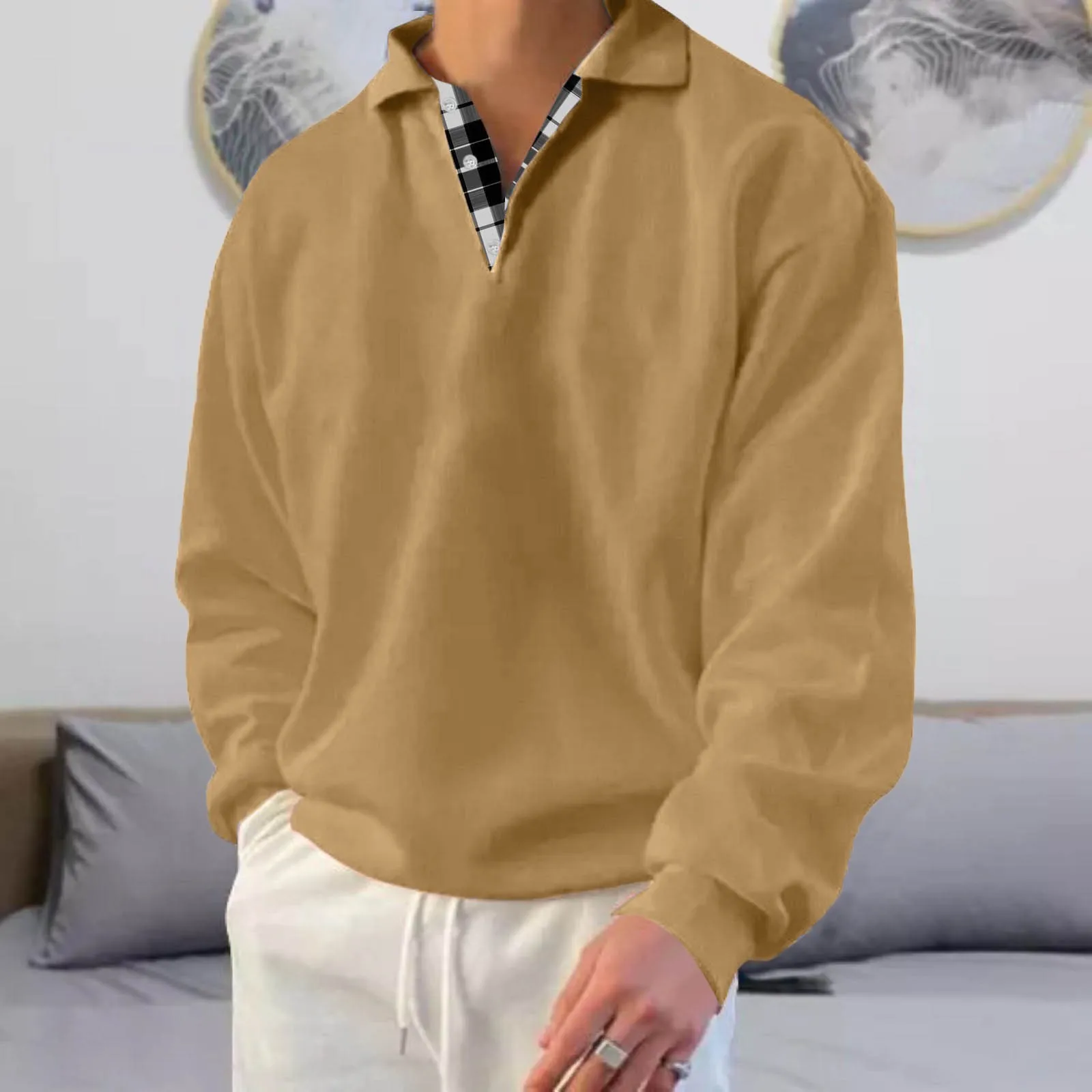 Autumn Men Fashion Solid Pullover Long Sleeve Turn-down Collar Patchwork Casual Male Trendy Tops Sweatshirt
Autumn Men Fashion Solid Pullover Long Sleeve Turn-down Collar Patchwork Casual Male Trendy Tops Sweatshirt