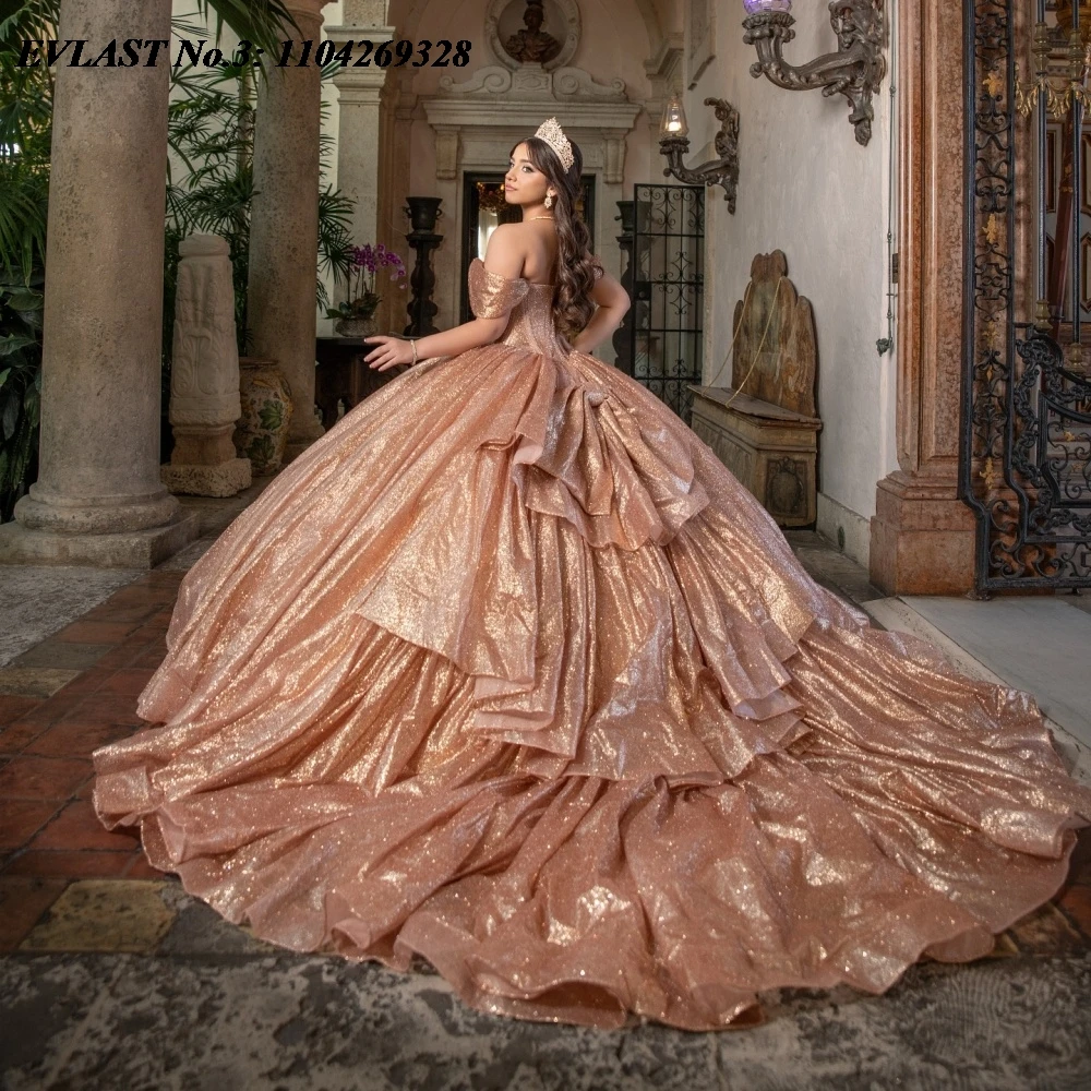 EVLAST блестящее платье Quinceanera цвета шампанского по индивидуальному заказу, бальное платье с блестящей аппликацией и бисером, милое платье 16, Vestidos De 15 Anos E3Q784
EVLAST блестящее платье Quinceanera цвета шампанского по индивидуальному заказу, бальное платье с блестящей аппликацией и бисером, милое платье 16, Vestidos De 15 Anos E3Q784