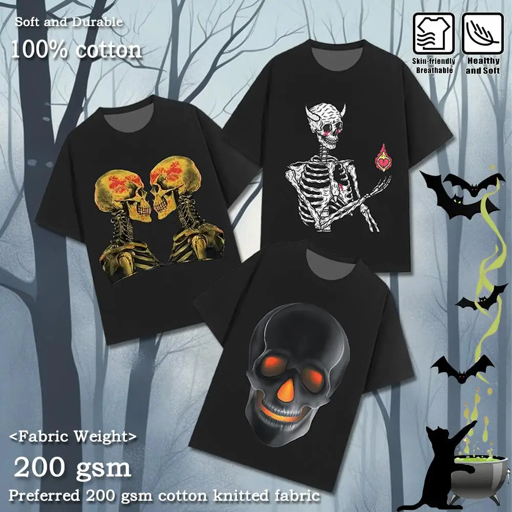 Gothic Skull 3d Print 100% Cotton T-shirt Halloween Festival Casual Y2k Clothes Unisex Street Fashion Skeleton Graphic Tops
Gothic Skull 3d Print 100% Cotton T-shirt Halloween Festival Casual Y2k Clothes Unisex Street Fashion Skeleton Graphic Tops
