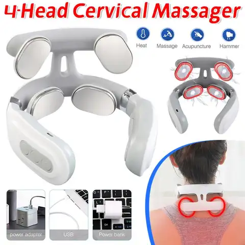 Neck Cervical Massager with Heat Relaxation Usb Rechargeable Electric Neck Massager Smart Neck & Shoulder Massager Relaxtion